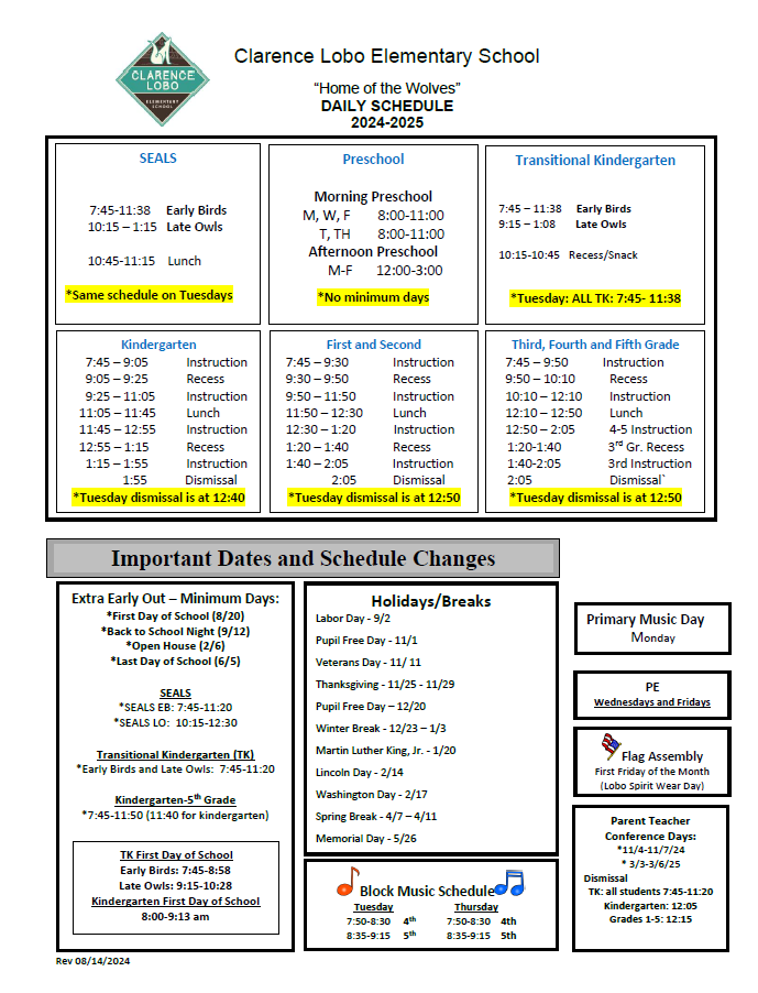 Daily Schedule Final 22-23